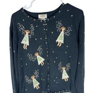 Talbots Navy Cardigan Angel Sweater Size L